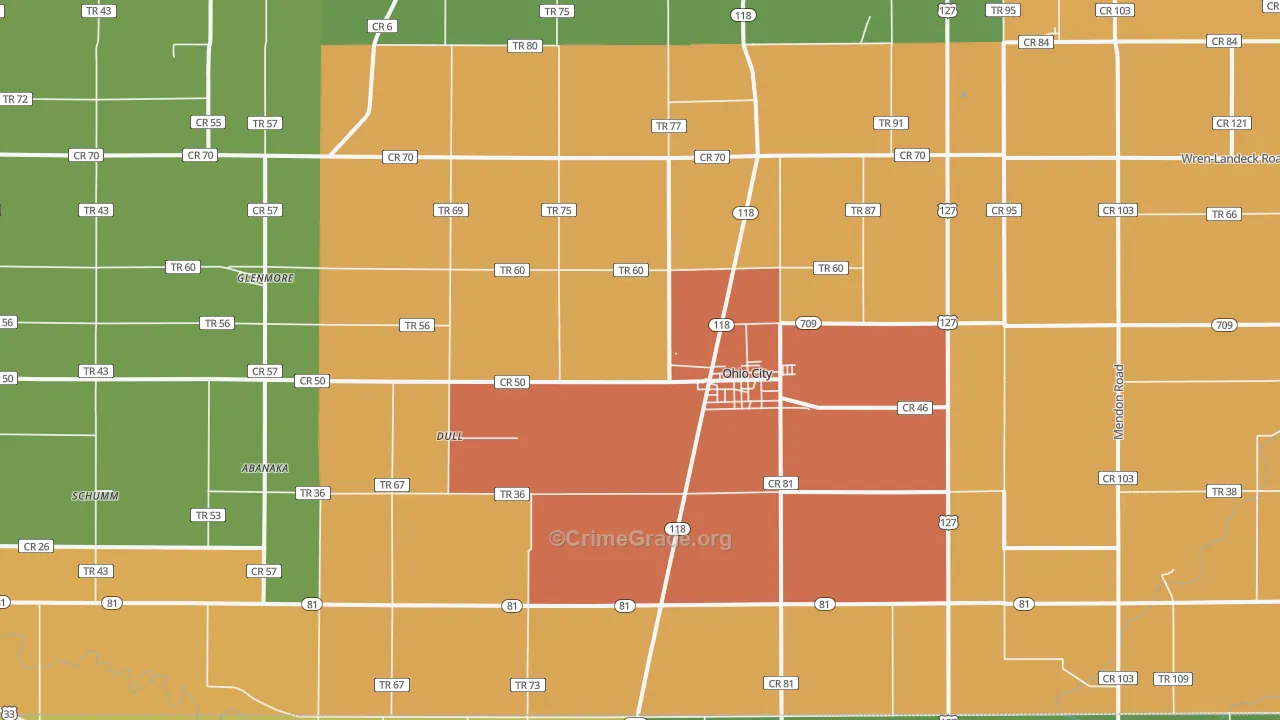 Ohio City, OH Map of Assault Rates