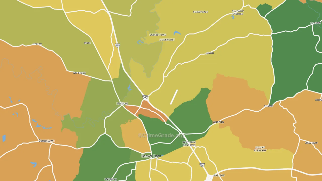 Ohio County, KY Map of Assault Rates