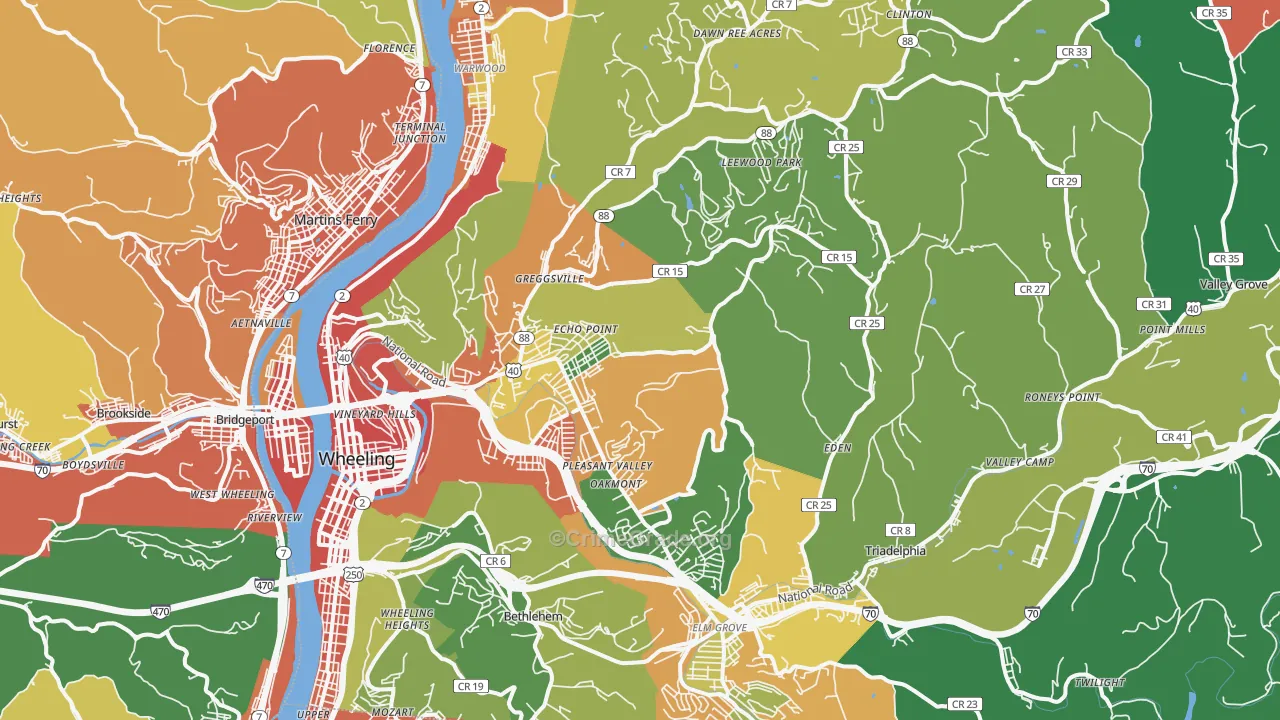 Ohio County, WV Map of Assault Rates