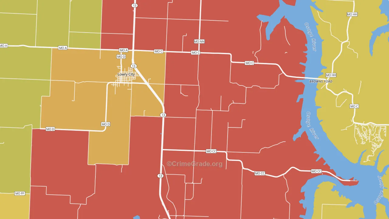 Ohio, MO Map of Assault Rates
