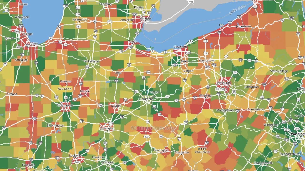 Ohio Map of Assault Rates