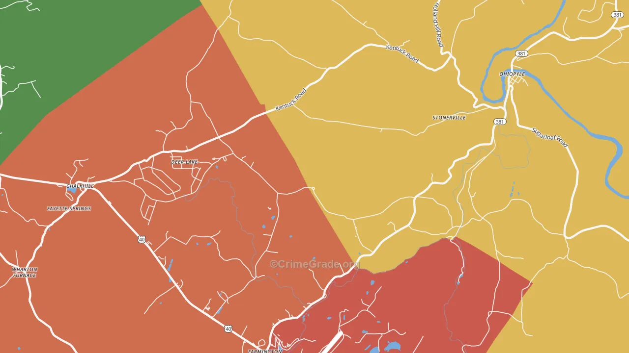 Ohiopyle, PA Map of Assault Rates