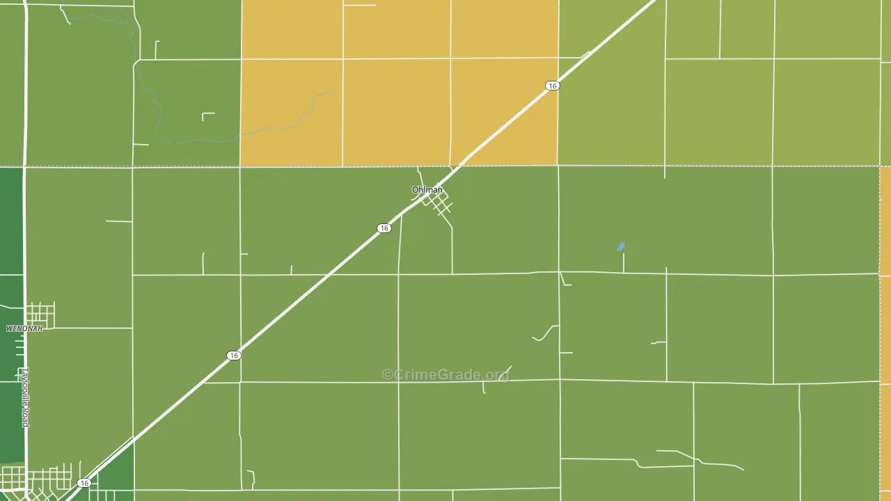 Ohlman, IL Map of Assault Rates