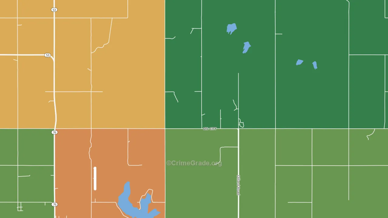 Oil City, OK Map of Assault Rates