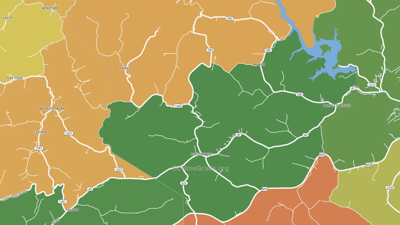 Oil Springs, KY Map of Assault Rates