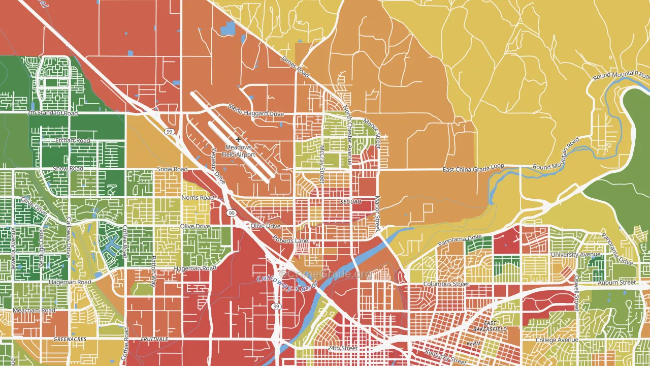 Oildale, CA Map of Assault Rates