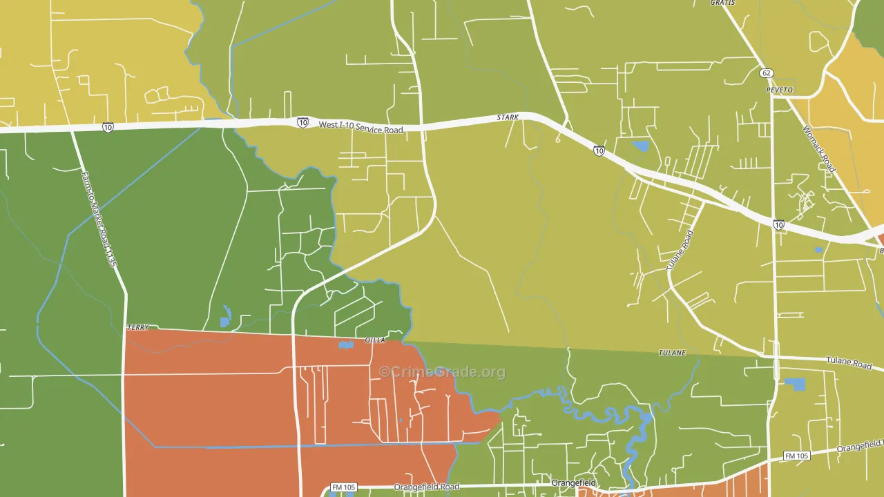 Oilla, TX Map of Assault Rates