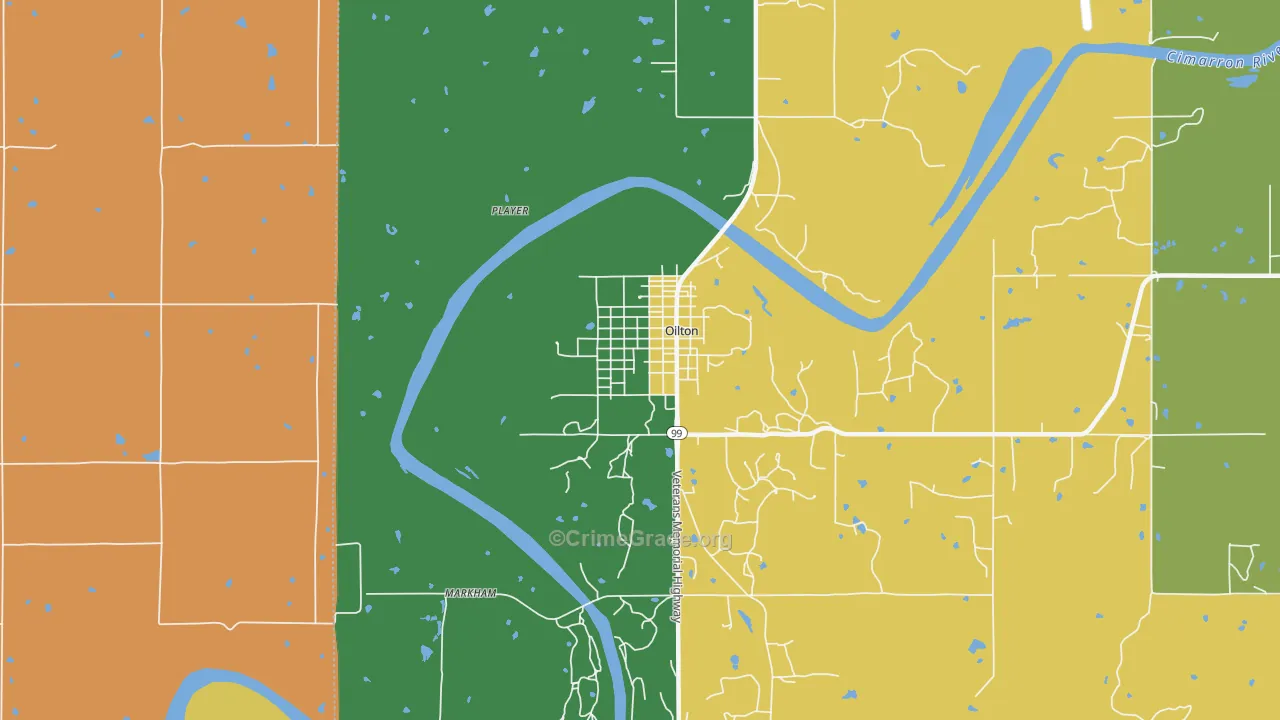 Oilton, OK Map of Assault Rates
