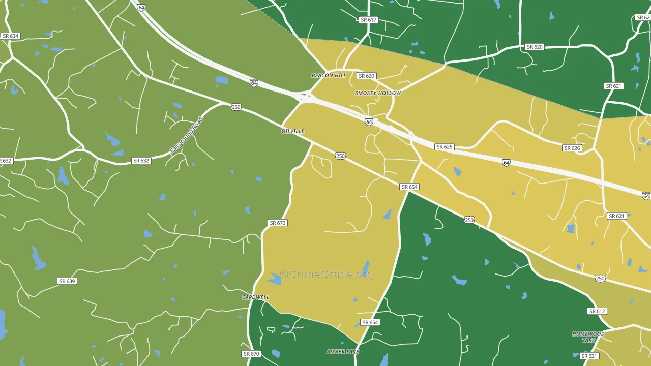 Oilville, VA Map of Assault Rates