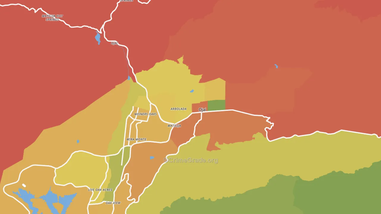 Ojai, CA Map of Assault Rates