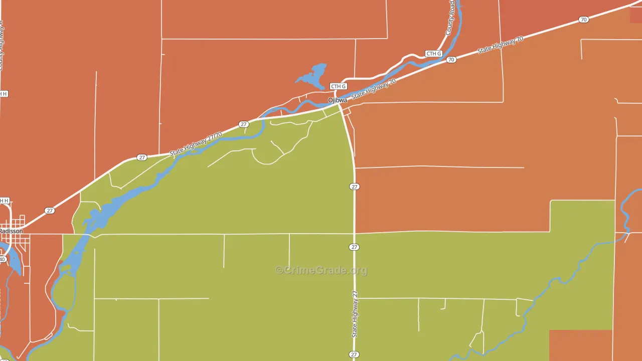 Ojibwa, WI Map of Assault Rates