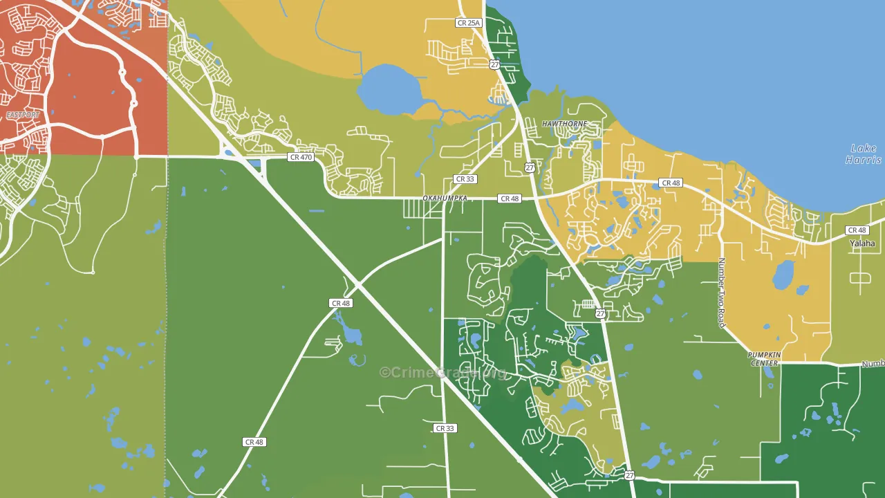 Okahumpka, FL Map of Assault Rates