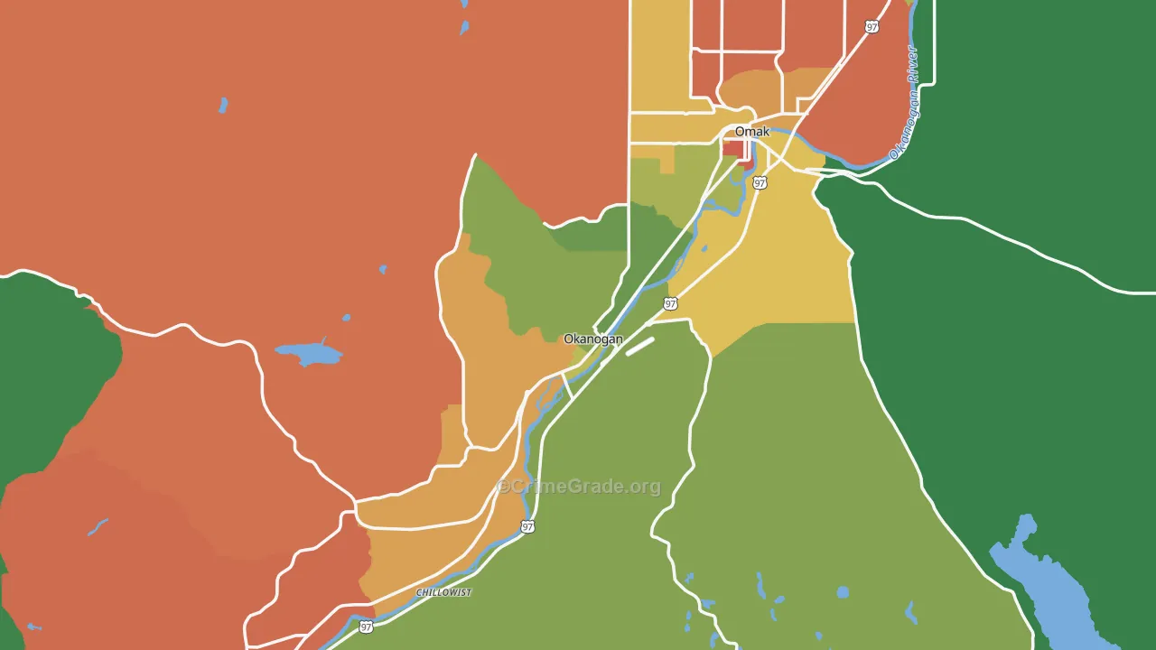 Okanogan, WA Map of Assault Rates