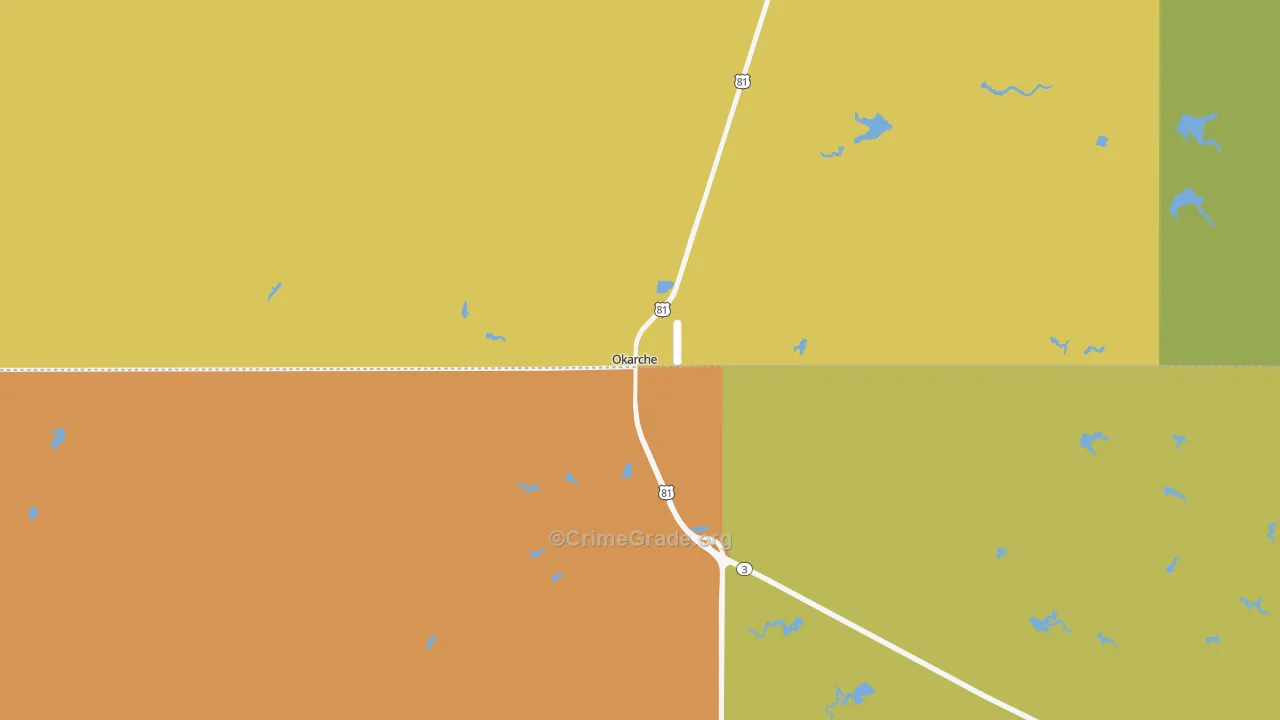Okarche, OK Map of Assault Rates