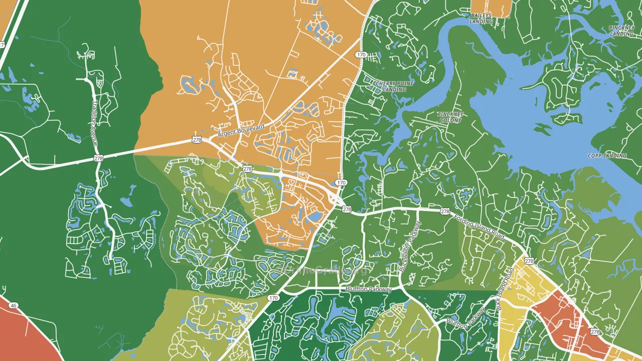 Okatie, SC Map of Assault Rates