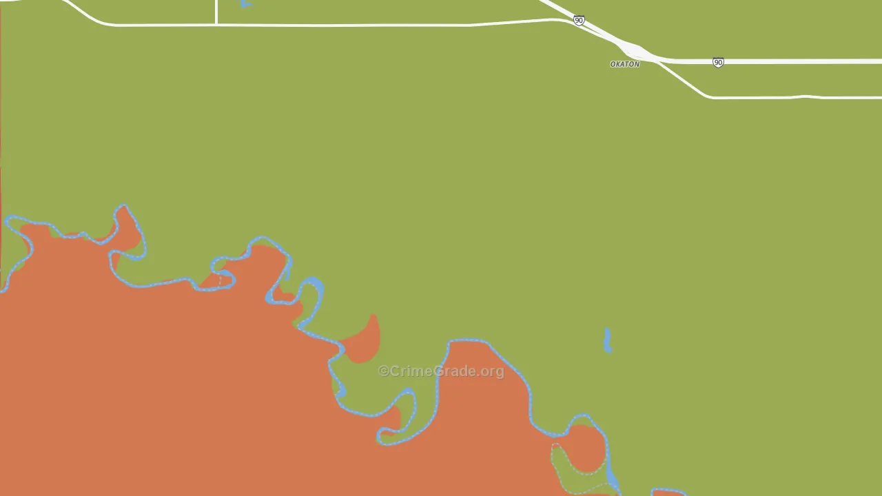 Okaton, SD Map of Assault Rates