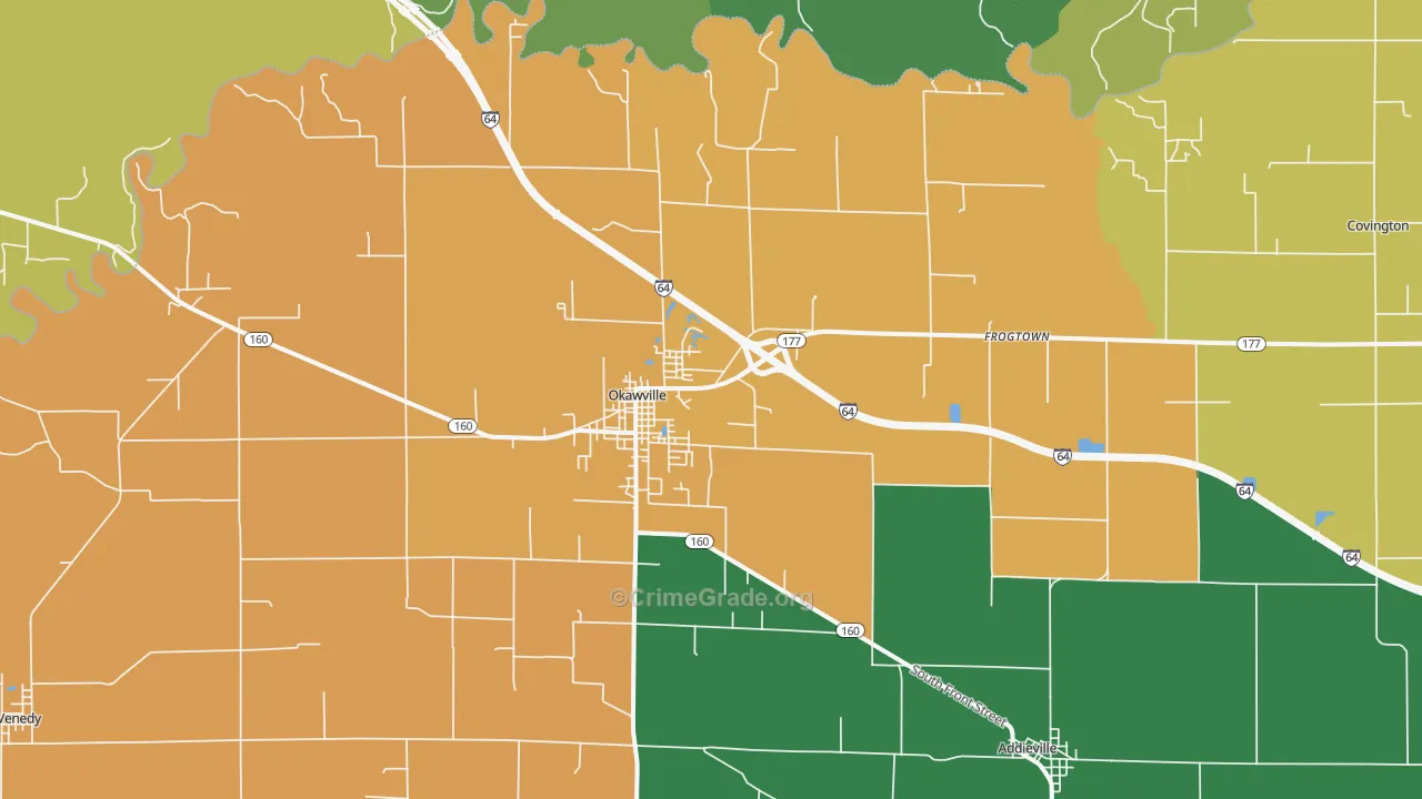 Okawville, IL Map of Assault Rates
