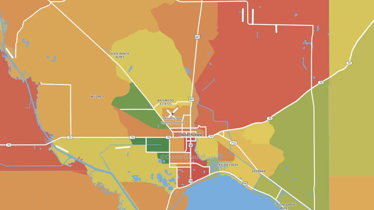 Okeechobee, FL Map of Assault Rates