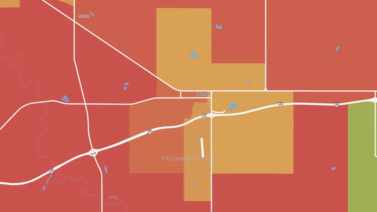 Okemah, OK Map of Assault Rates
