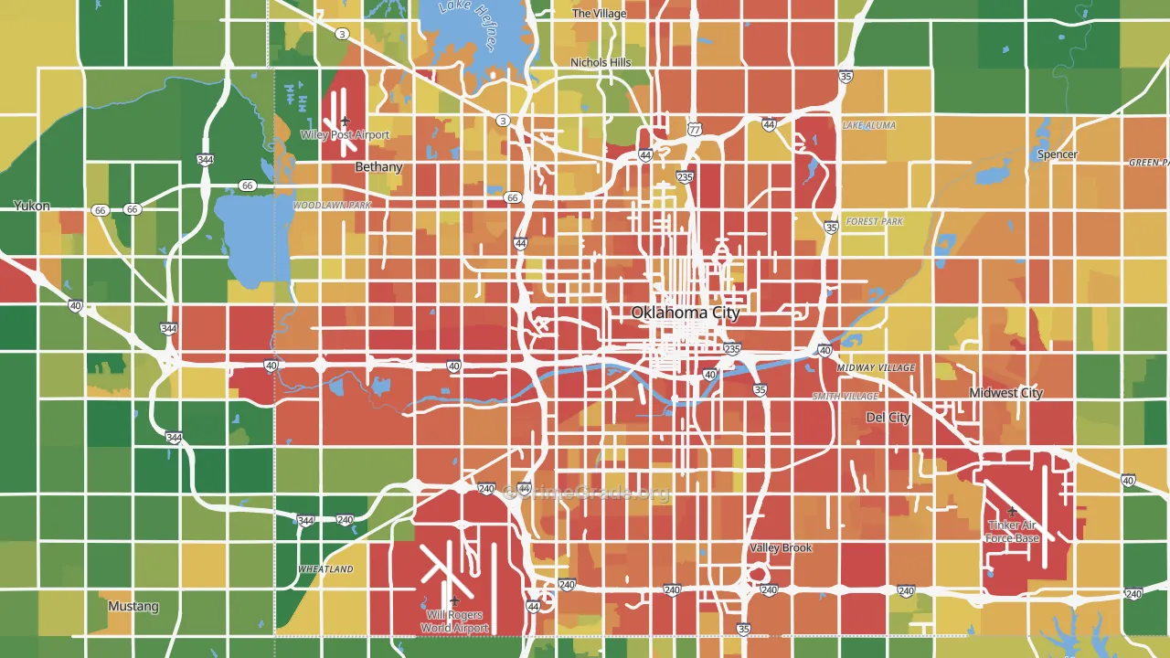 Oklahoma City, OK Map of Assault Rates