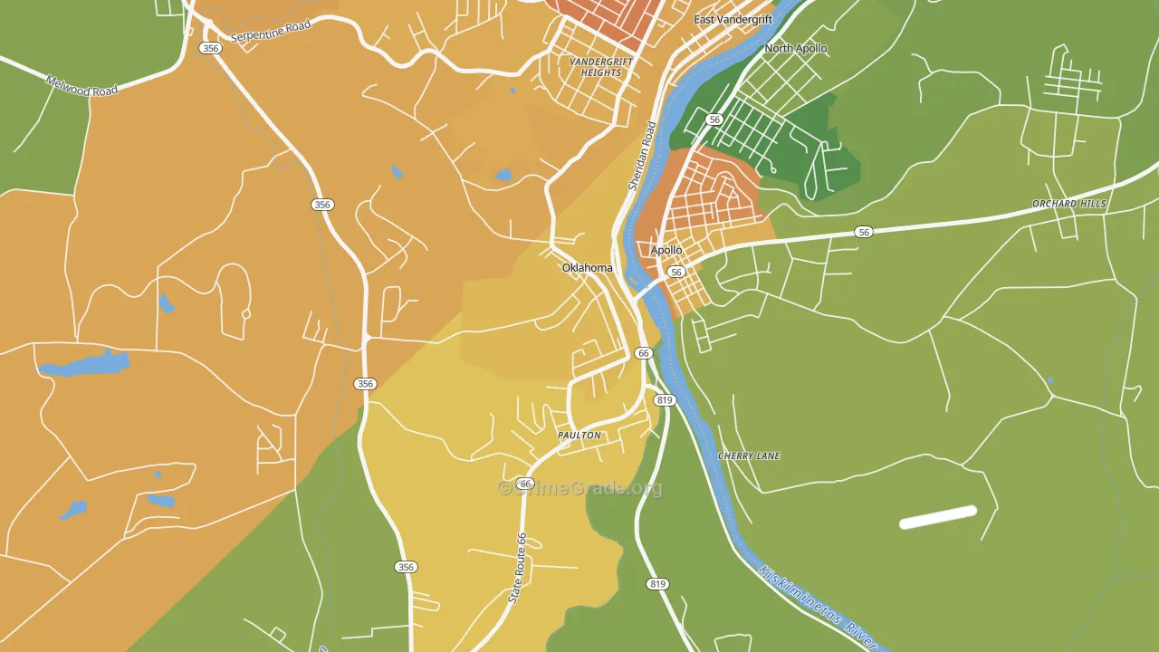 Oklahoma, PA Map of Assault Rates