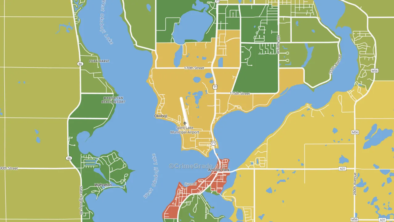 Okoboji, IA Map of Assault Rates