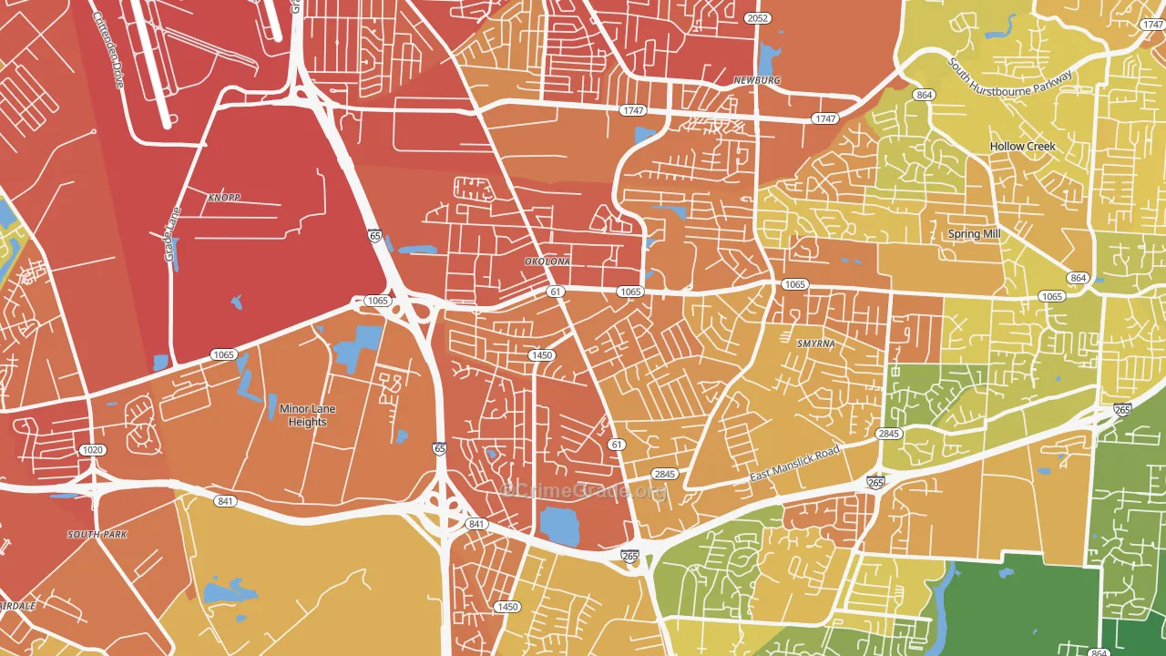 Okolona, Louisville, KY Map of Assault Rates