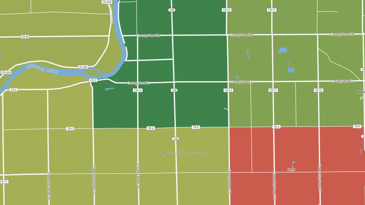 Okolona, OH Map of Assault Rates