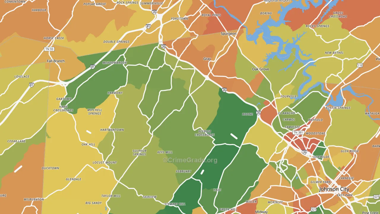 Okolona, TN Map of Assault Rates