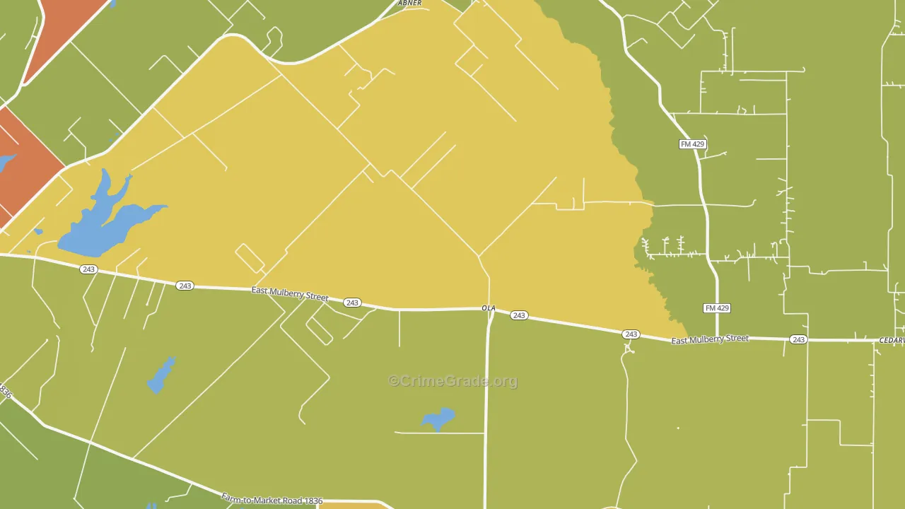 Ola, TX Map of Assault Rates