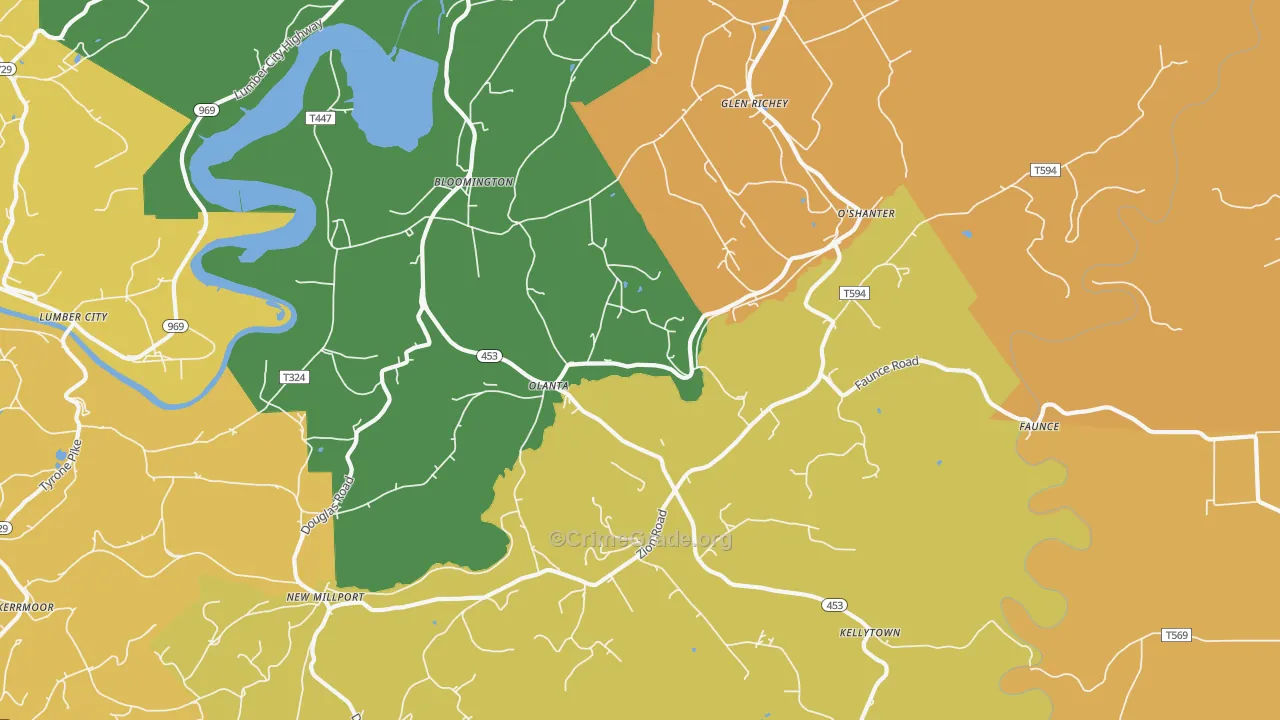 Olanta, PA Map of Assault Rates