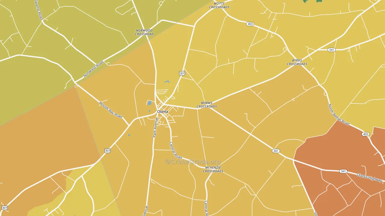 Olanta, SC Map of Assault Rates