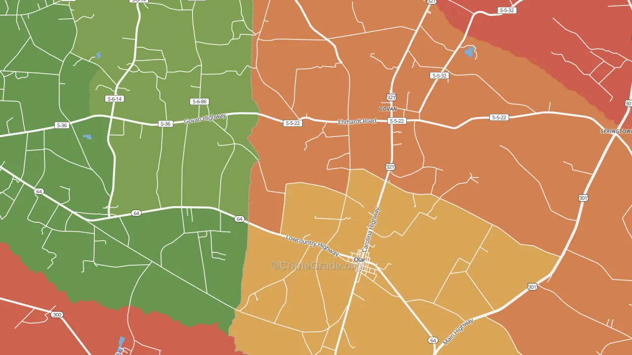 Olar, SC Map of Assault Rates