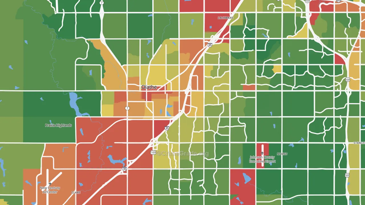 Olathe, KS Map of Assault Rates