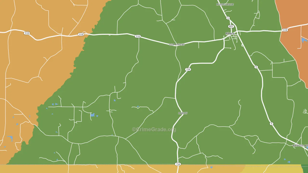 Old Athens, LA Map of Assault Rates