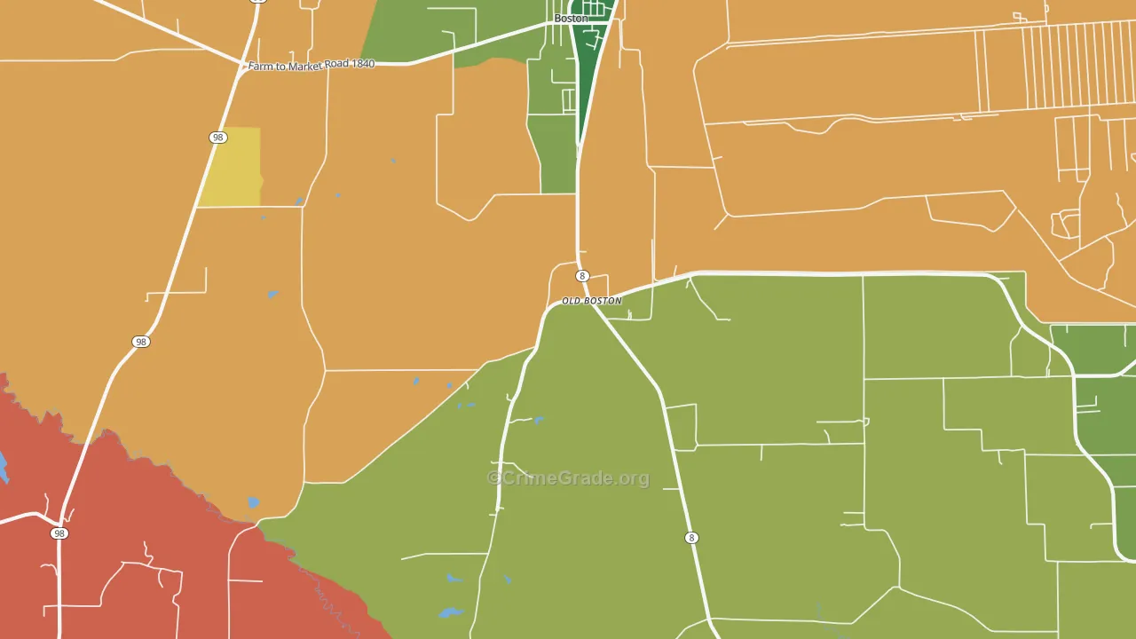 Old Boston, TX Map of Assault Rates