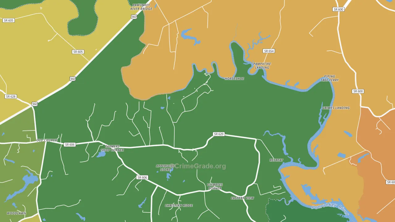 Old Church, VA Map of Assault Rates