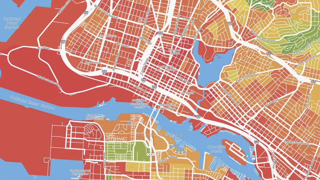 Old City-Produce and Waterfront, Oakland, CA Map of Assault Rates