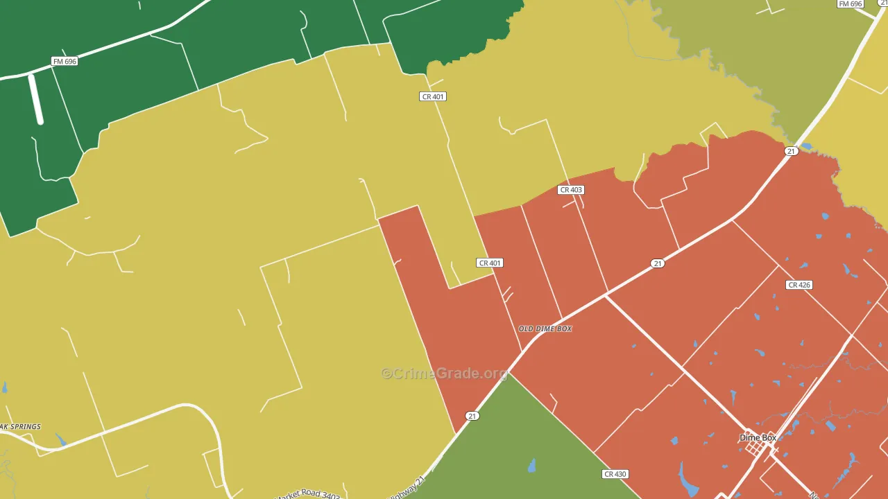 Old Dime Box, TX Map of Assault Rates