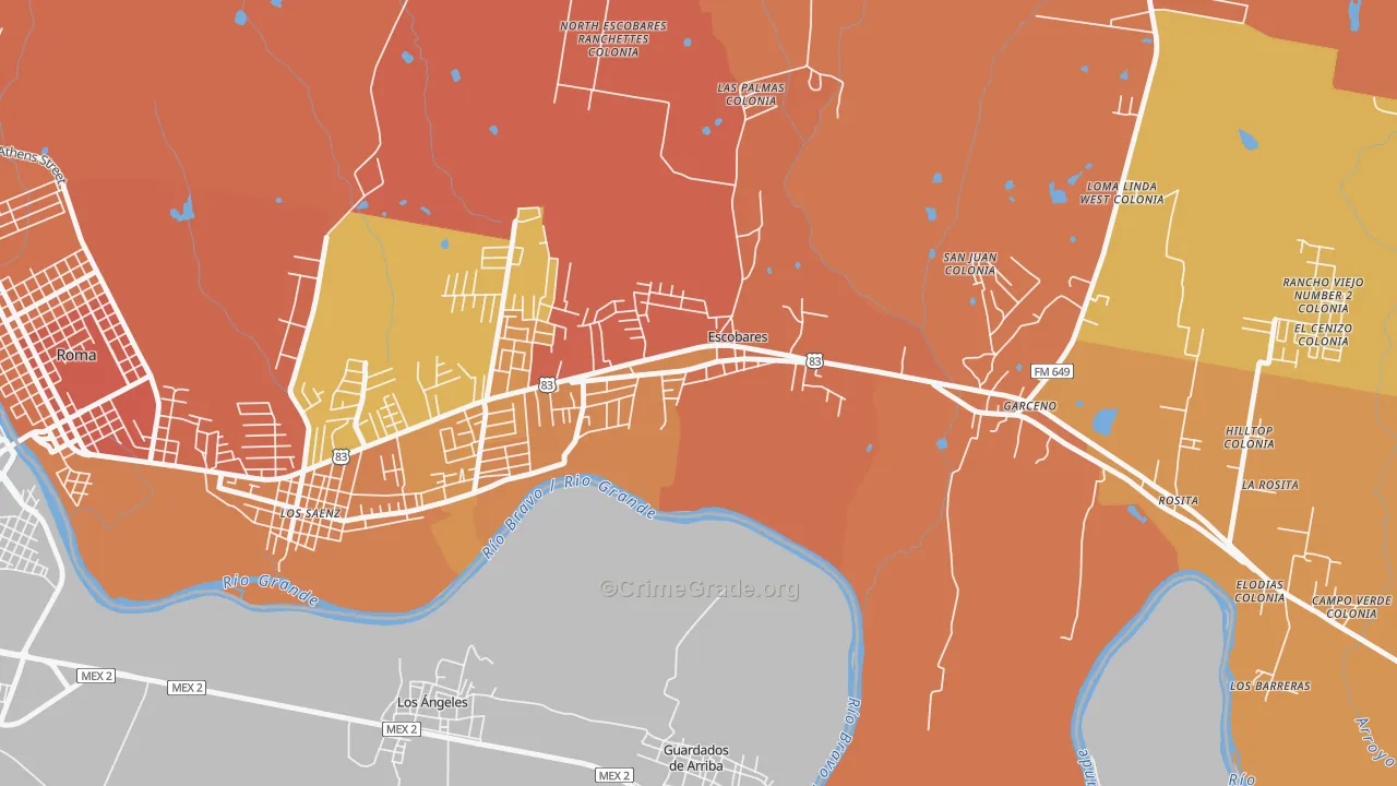 Old Escobares, TX Map of Assault Rates
