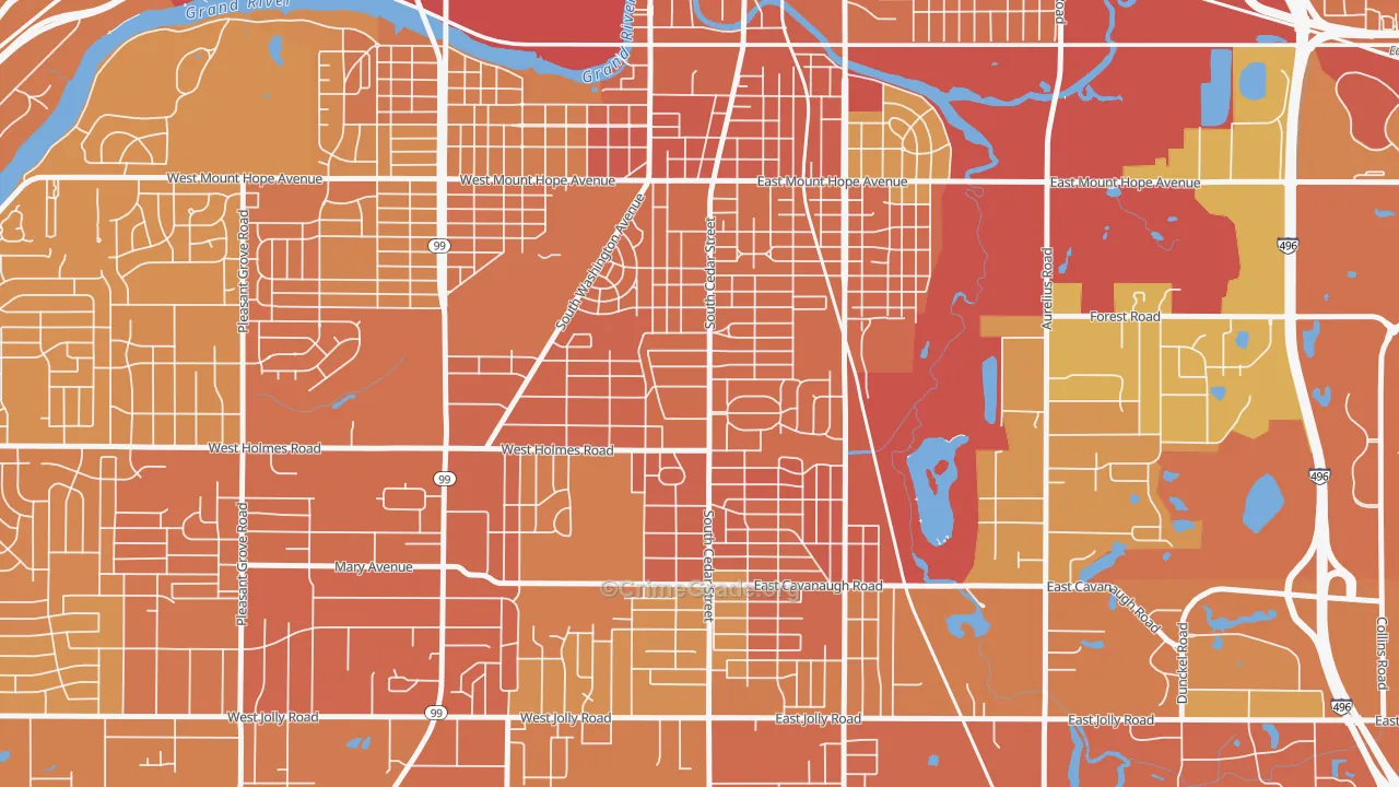 Old Everett, Lansing, MI Map of Assault Rates
