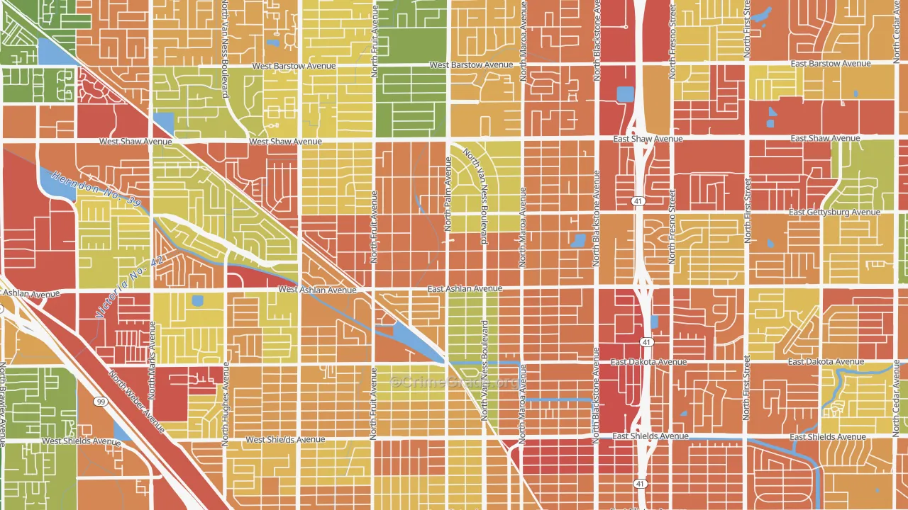 Old Fig Garden, CA Map of Assault Rates