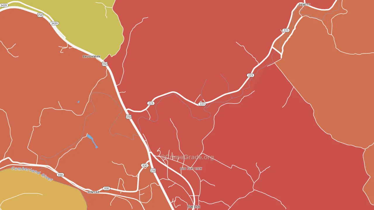Old Flat Lick, KY Map of Assault Rates