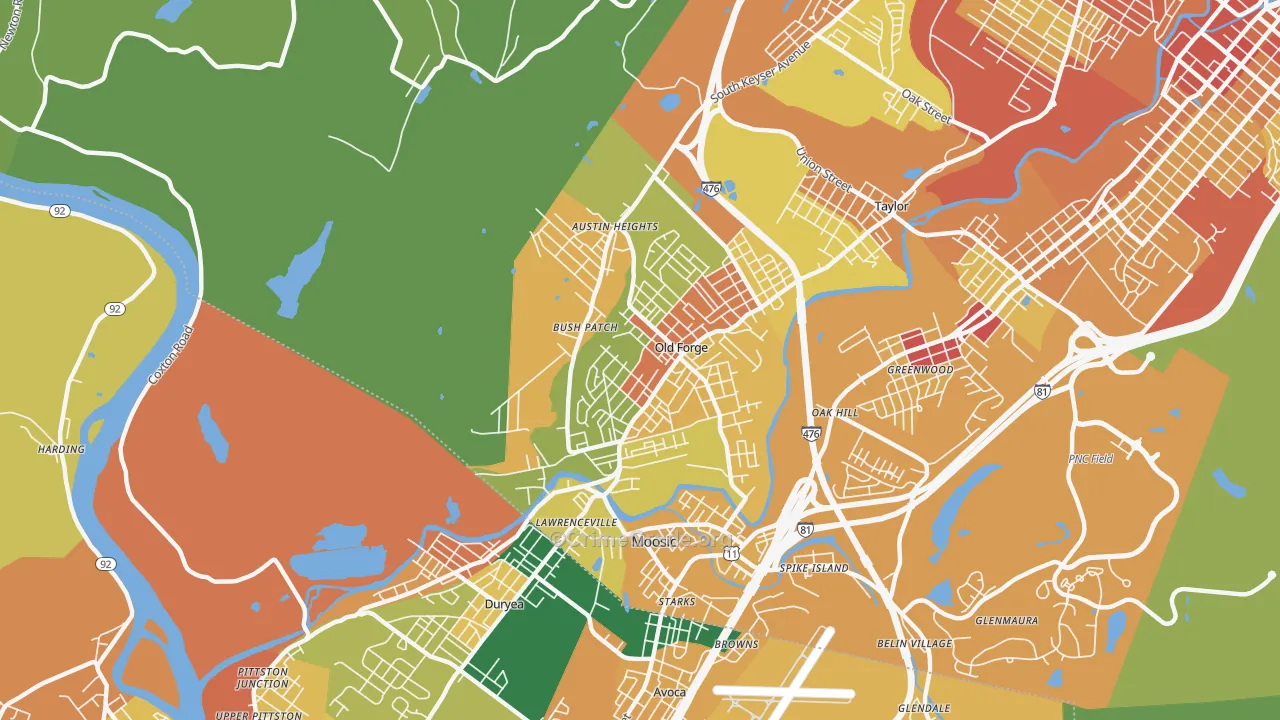 Old Forge, PA Map of Assault Rates