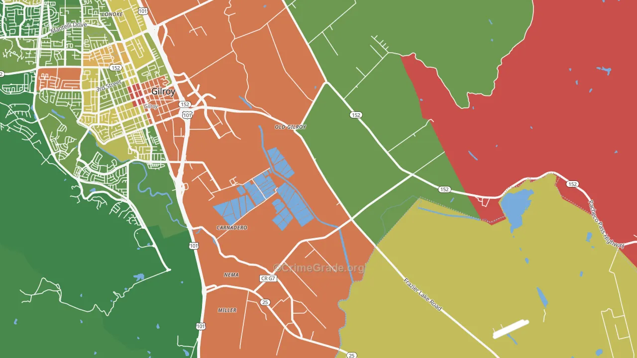 Old Gilroy, CA Map of Assault Rates