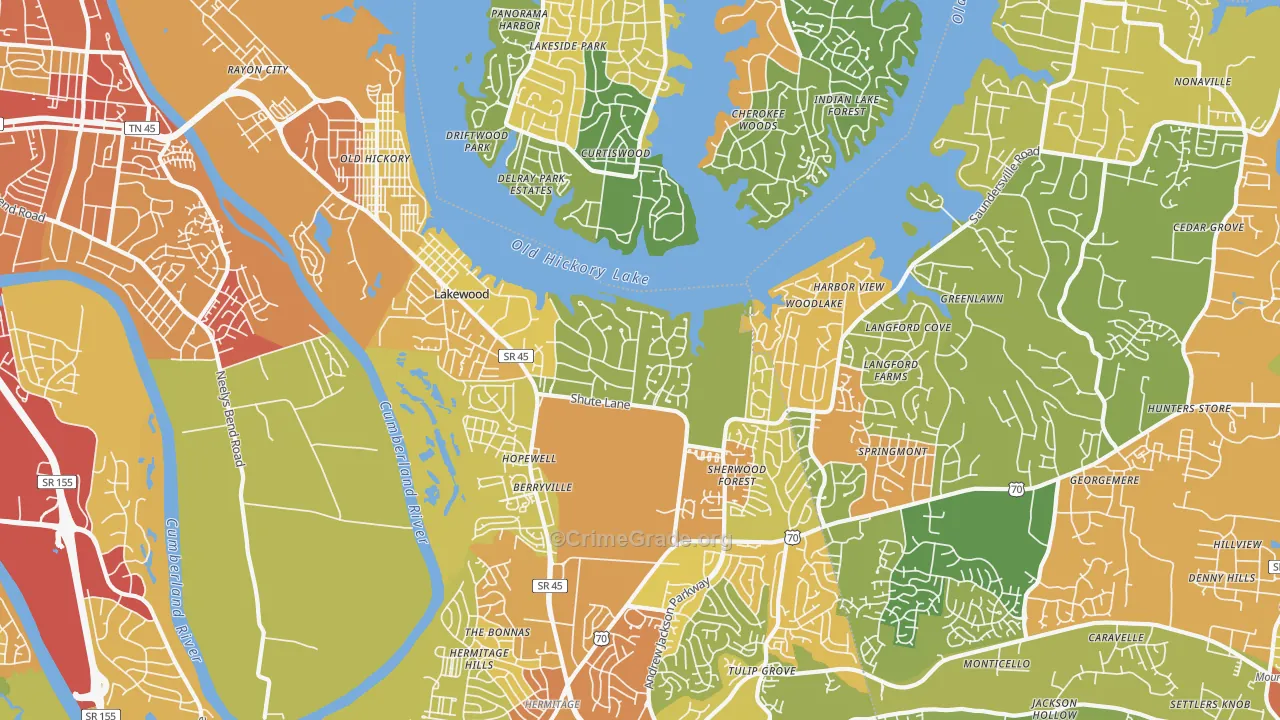 Old Hickory, TN Map of Assault Rates