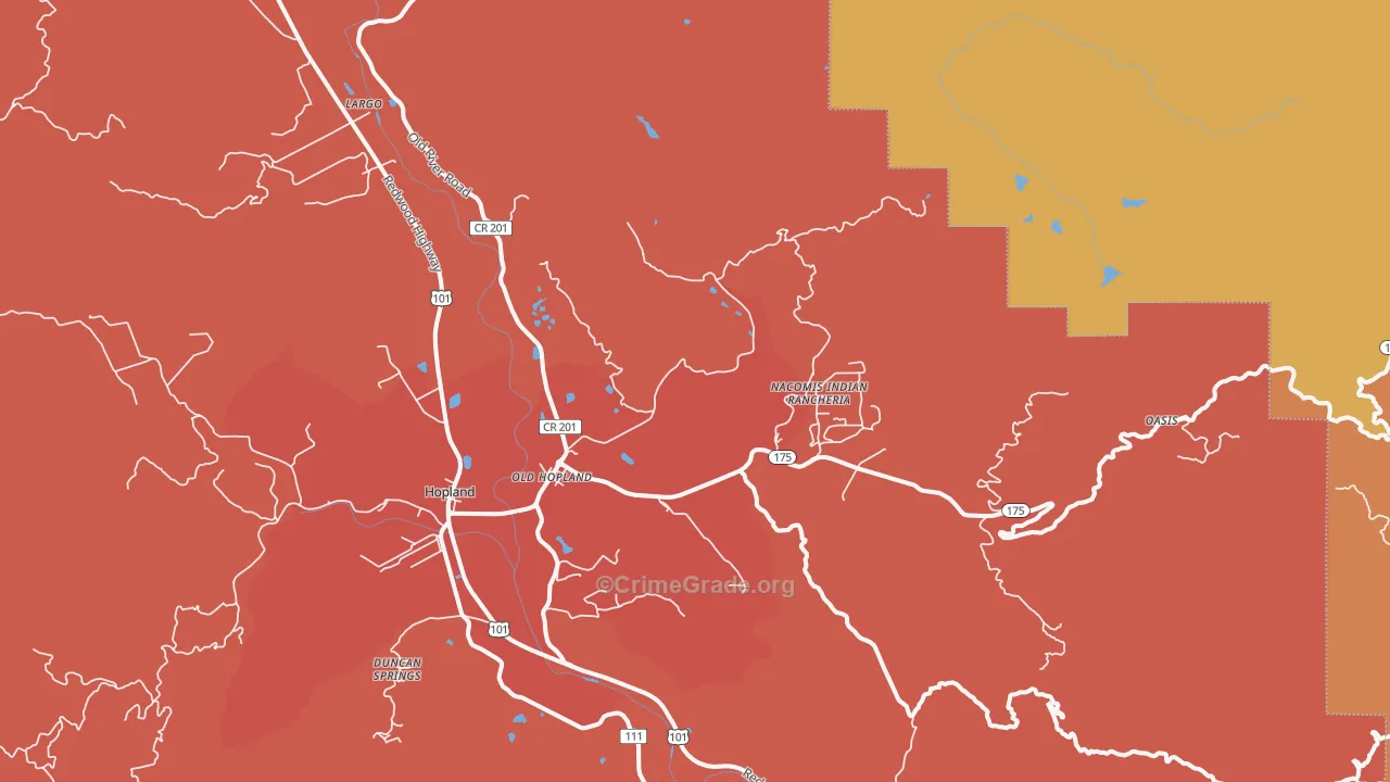 Old Hopland, CA Map of Assault Rates