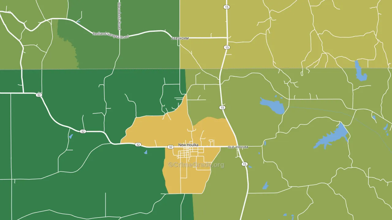 Old Houlka, MS Map of Assault Rates