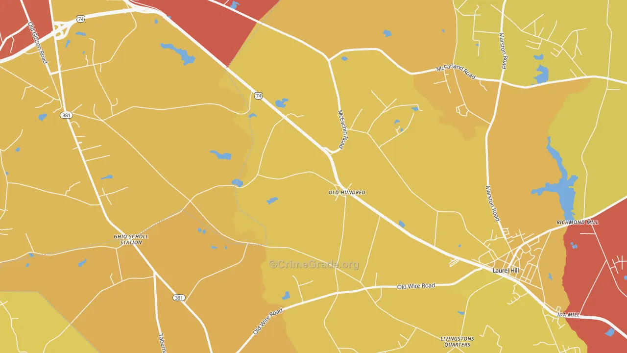 Old Hundred, NC Map of Assault Rates