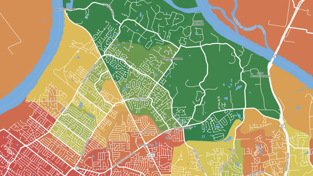 Old Jamestown, MO Map of Assault Rates